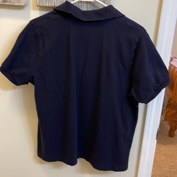 Lauren by Ralph Lauren navy blue shirt with silver buttons, embroidered RLL logo - Picture 2 of 6